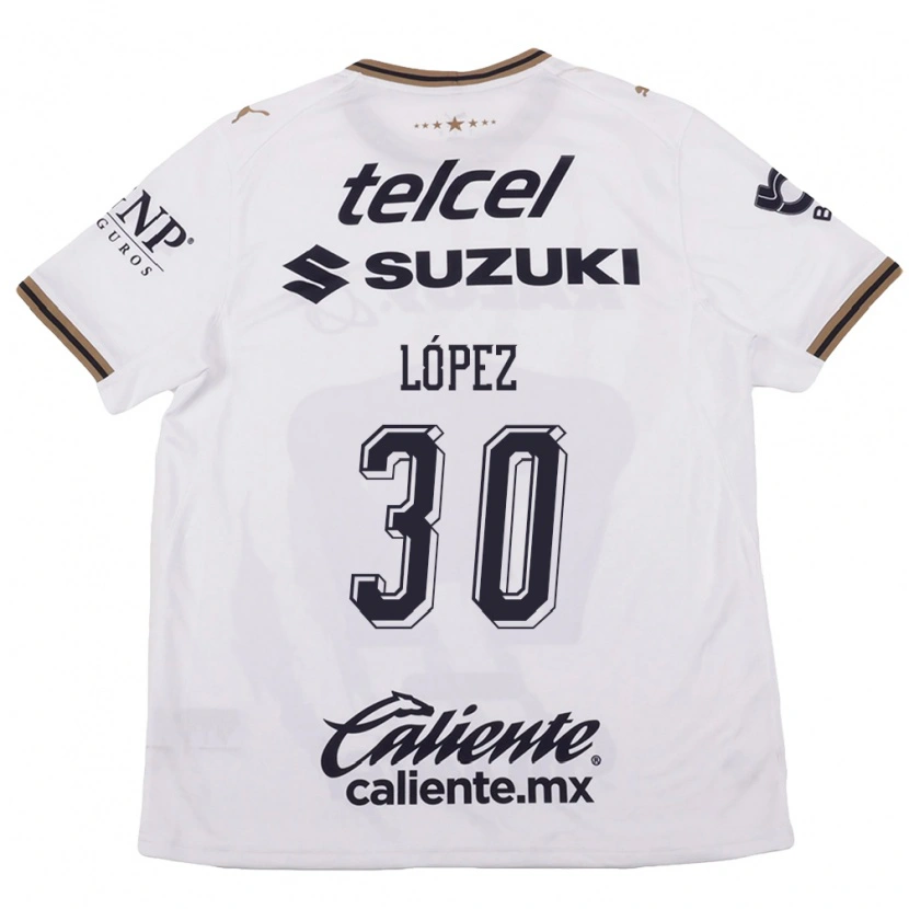 Danxen Mujer Camiseta Santiago López #30 Blanco Negro Marrón 2ª Equipación 2026/27 La Camisa México