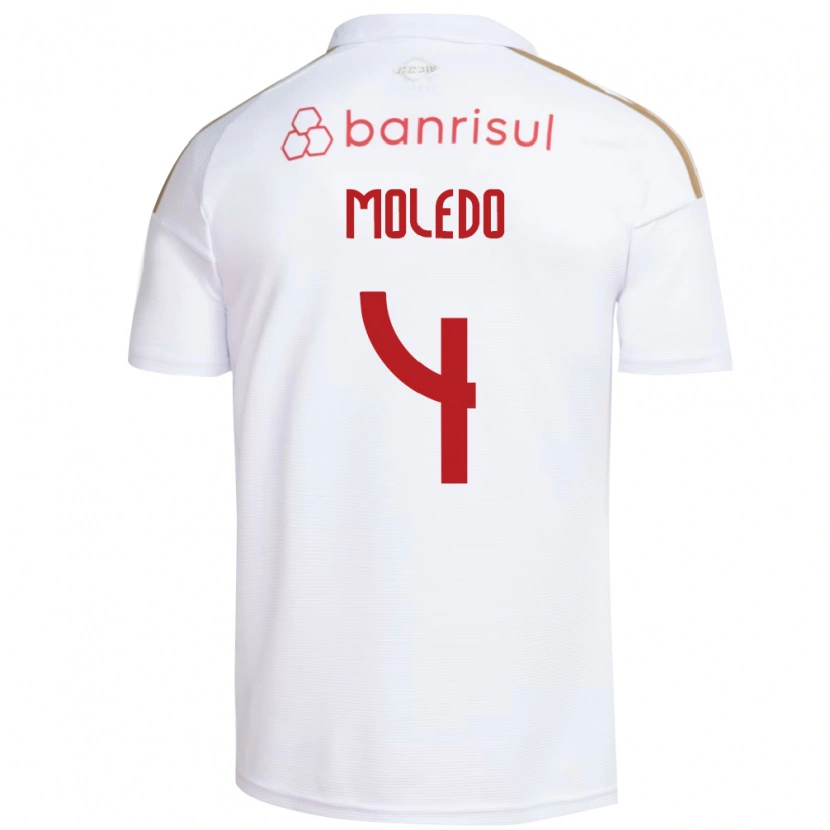 Danxen Mujer Camiseta Rodrigo Moledo #4 Blanco Rojo 2ª Equipación 2026/27 La Camisa México