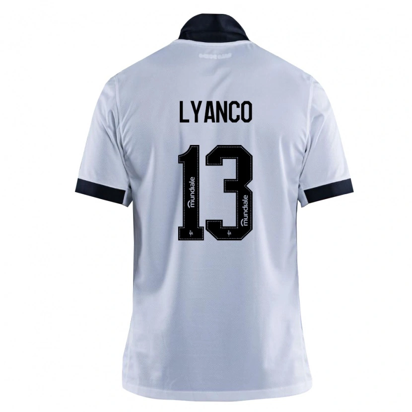 Danxen Mujer Camiseta Lyanco Evangelista Silveira Neves Vojnović #13 Blanco Negro 2ª Equipación 2026/27 La Camisa México