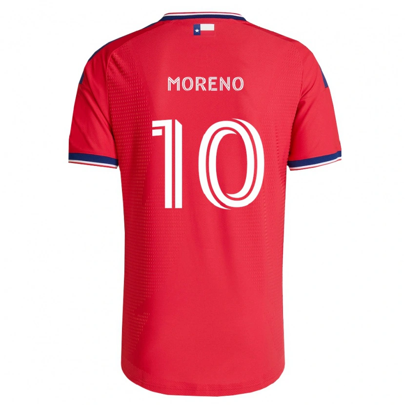 Danxen Niño Camiseta Santiago Moreno #10 Rojo Azul Blanco 1ª Equipación 2026/27 La Camisa México