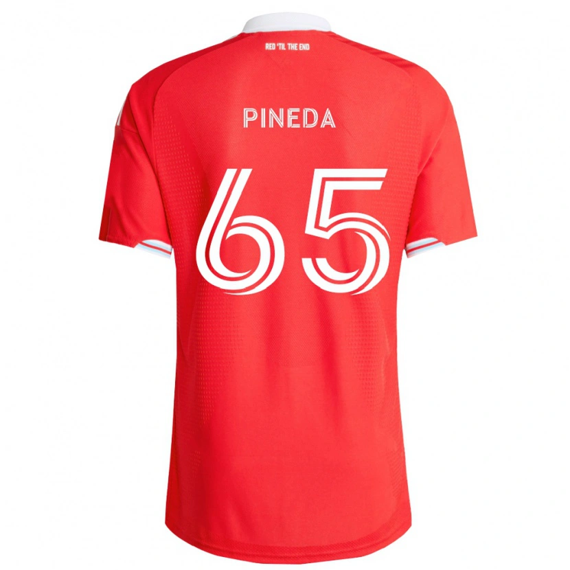 Danxen Niño Camiseta Oscar Pineda #65 Rojo Azul Profundo Blanco 1ª Equipación 2026/27 La Camisa México