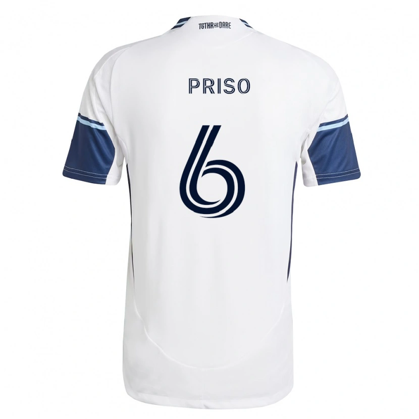 Danxen Niño Camiseta Ralph Priso #6 Blanco Azul Real 1ª Equipación 2026/27 La Camisa México