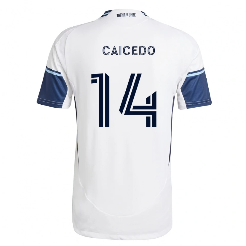 Danxen Niño Camiseta Bruno Caicedo #14 Blanco Azul Real 1ª Equipación 2026/27 La Camisa México