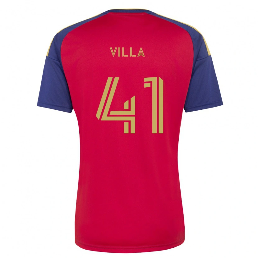Danxen Niño Camiseta Gio Villa #41 Azul Real Marrón Rojo 1ª Equipación 2026/27 La Camisa México