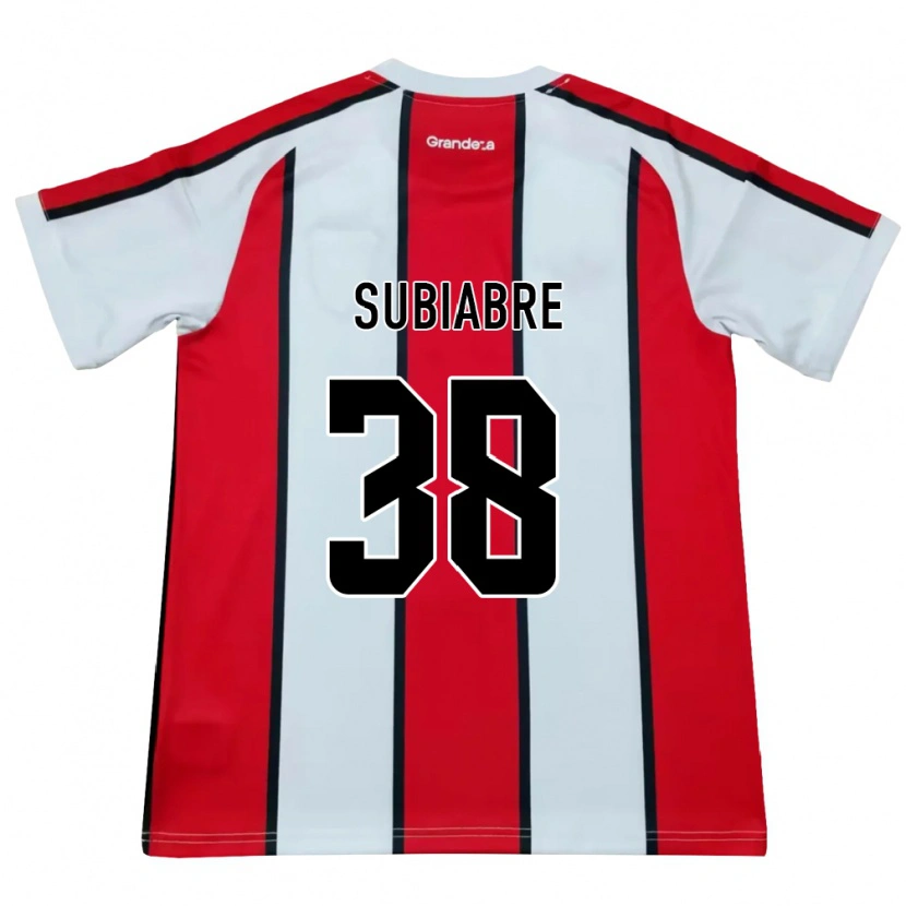 Danxen Niño Camiseta Ian Subiabre #38 Blanco Rojo Negro 2ª Equipación 2026/27 La Camisa México