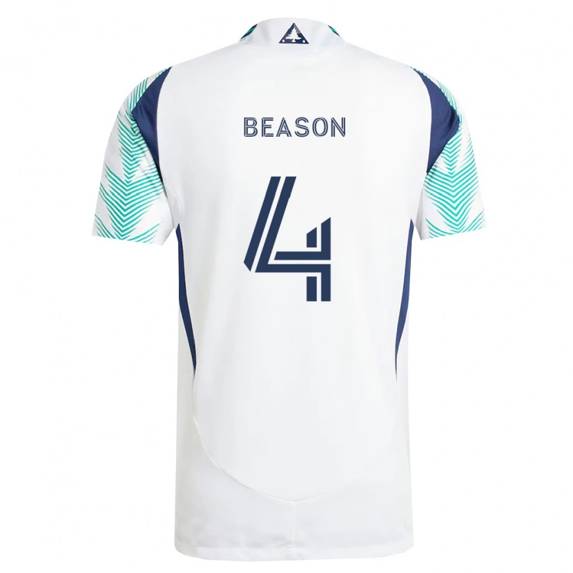 Danxen Niño Camiseta Tanner Beason #4 Blanco Azul Marino Verde Claro 2ª Equipación 2026/27 La Camisa México
