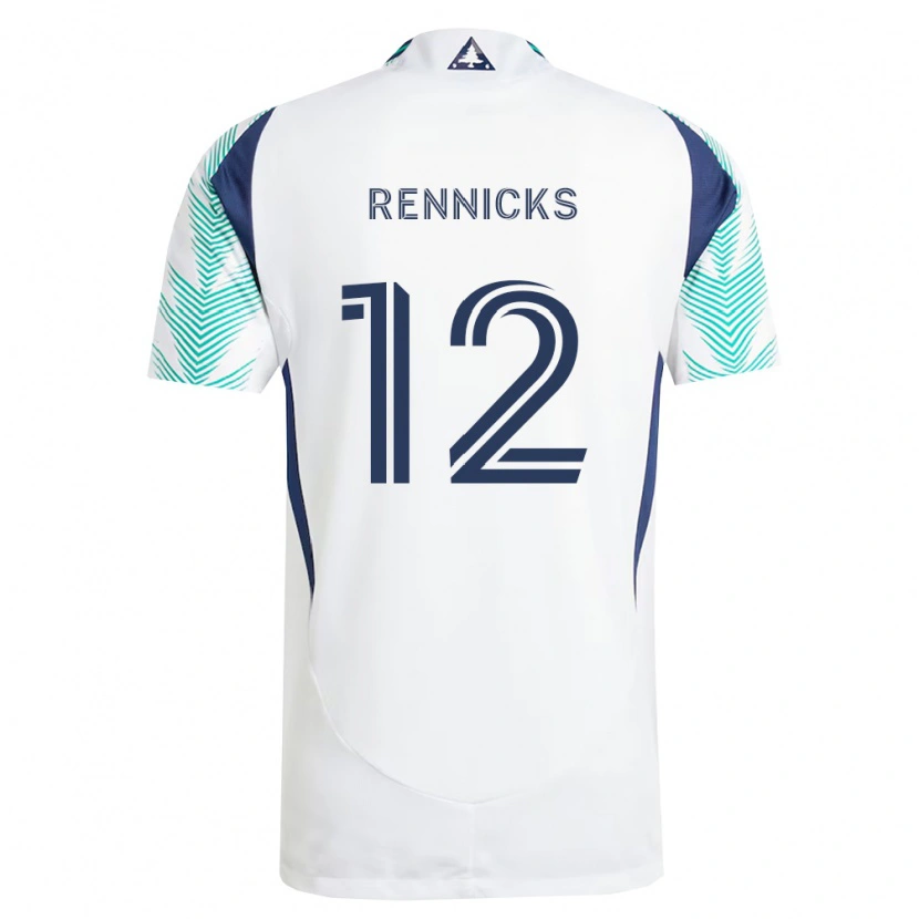 Danxen Niño Camiseta Justin Rennicks #12 Blanco Azul Marino Verde Claro 2ª Equipación 2026/27 La Camisa México