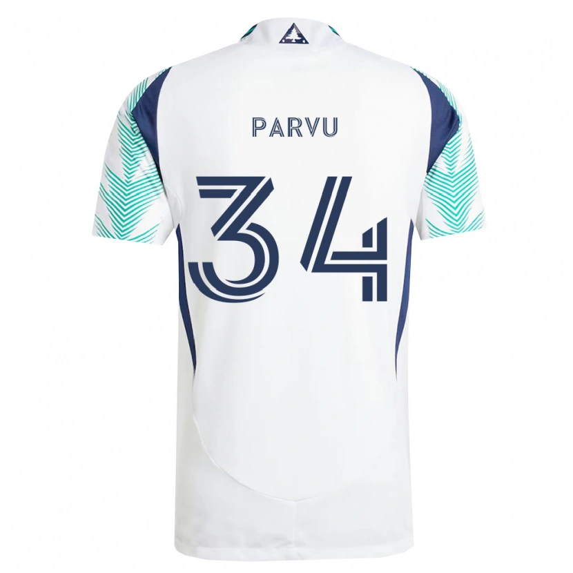 Danxen Niño Camiseta Alexandru Parvu #34 Blanco Azul Marino Verde Claro 2ª Equipación 2026/27 La Camisa México