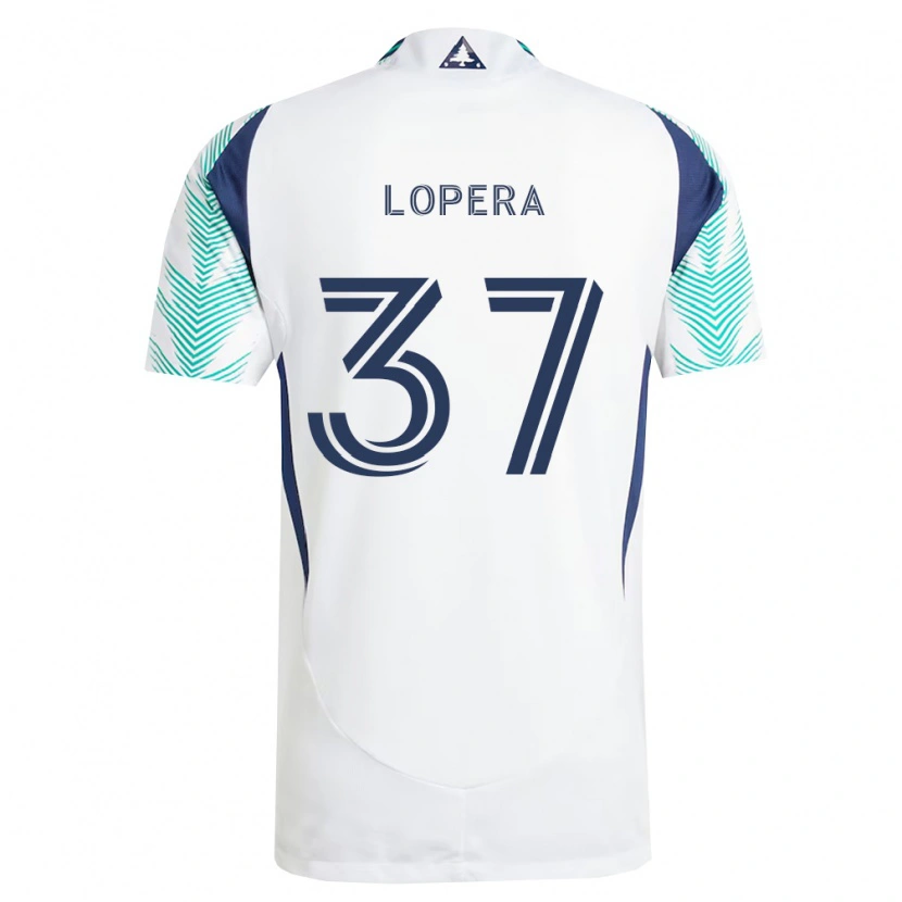 Danxen Niño Camiseta Steban Lopera #37 Blanco Azul Marino Verde Claro 2ª Equipación 2026/27 La Camisa México