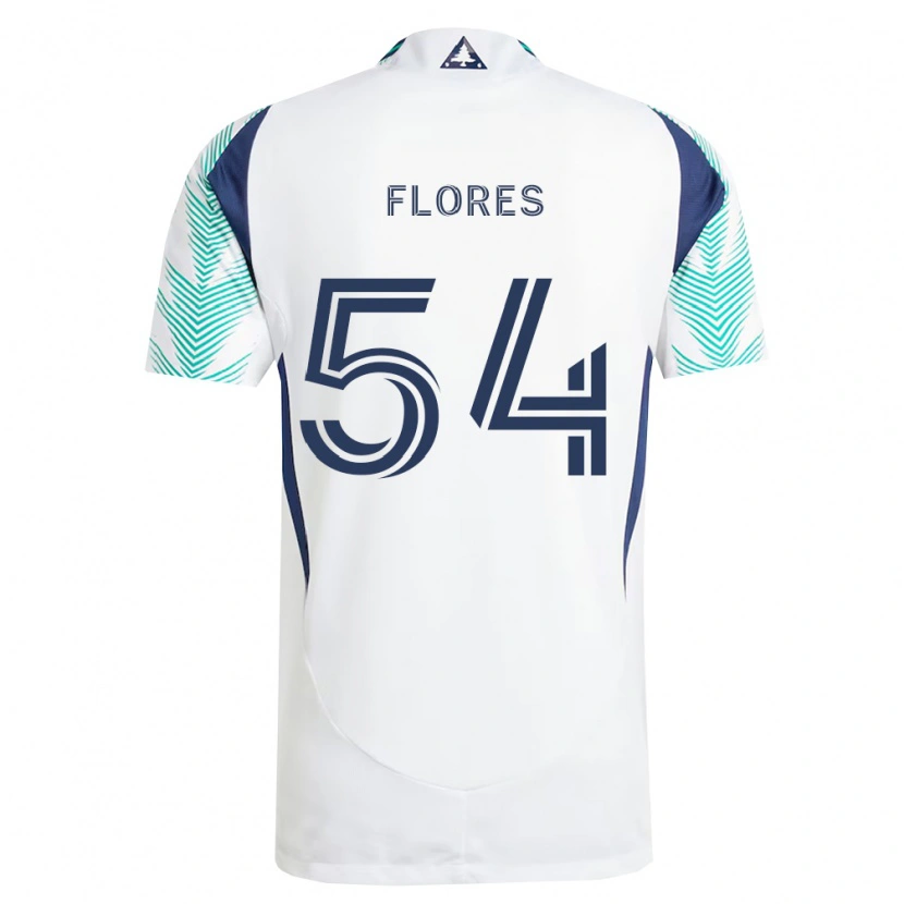 Danxen Niño Camiseta Edwin Flores #54 Blanco Azul Marino Verde Claro 2ª Equipación 2026/27 La Camisa México