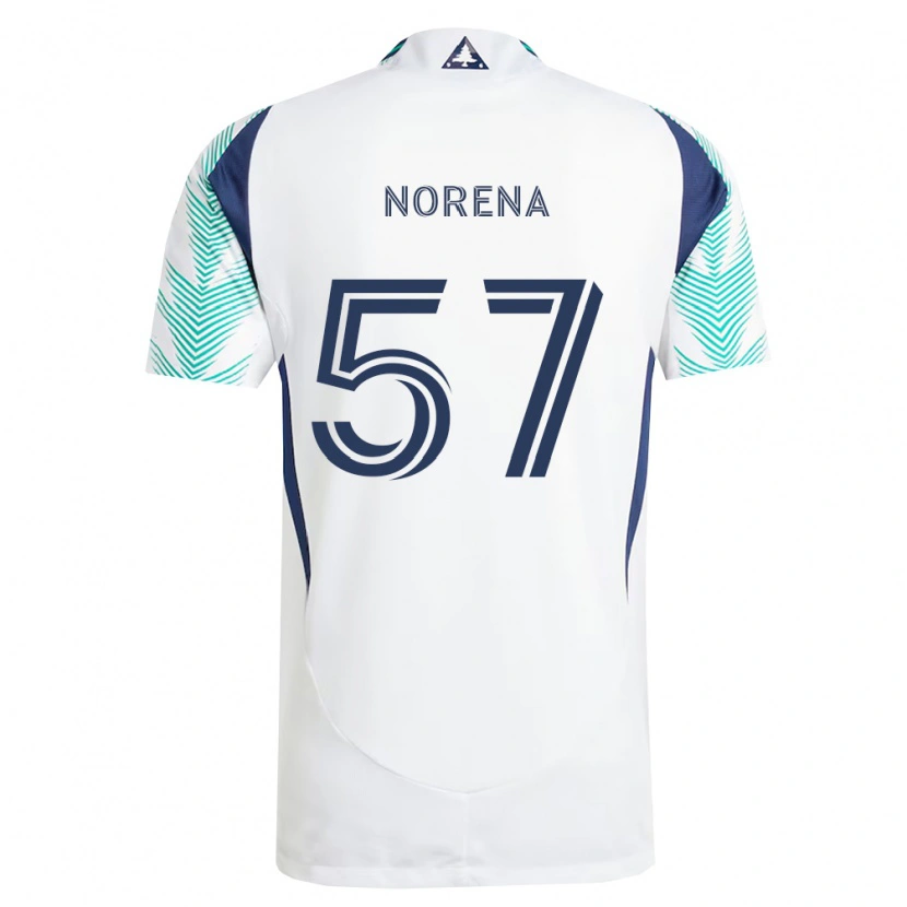 Danxen Niño Camiseta Bryan Norena #57 Blanco Azul Marino Verde Claro 2ª Equipación 2026/27 La Camisa México