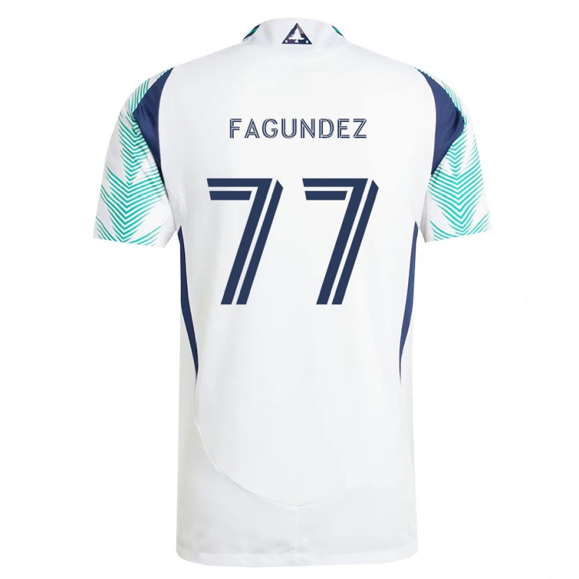 Danxen Niño Camiseta Diego Fagúndez #77 Blanco Azul Marino Verde Claro 2ª Equipación 2026/27 La Camisa México