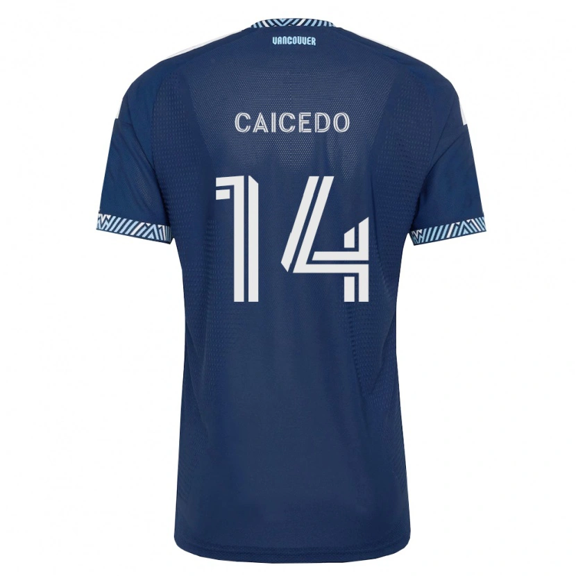 Danxen Niño Camiseta Bruno Caicedo #14 Azul Profundo Blanco 2ª Equipación 2026/27 La Camisa México