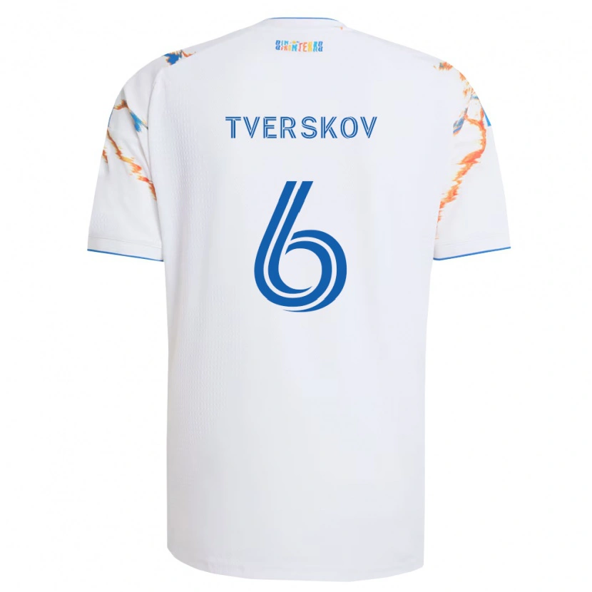 Danxen Niño Camiseta Jeppe Tverskov #6 Blanco Naranja Azul 2ª Equipación 2026/27 La Camisa México