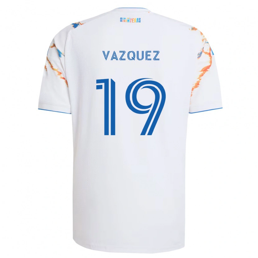 Danxen Niño Camiseta David Vazquez #19 Blanco Naranja Azul 2ª Equipación 2026/27 La Camisa México
