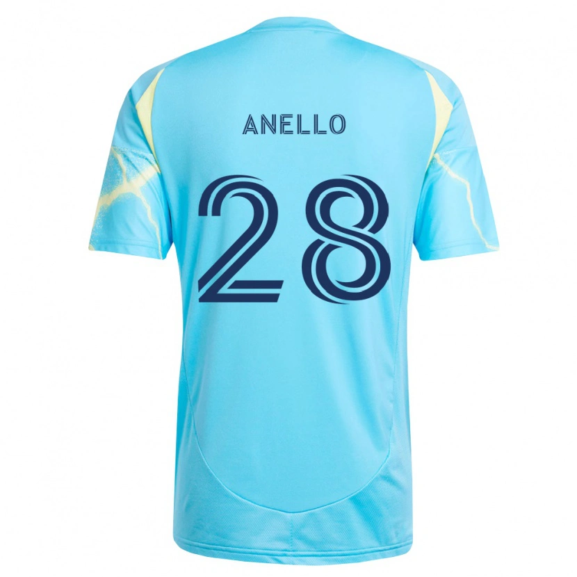 Danxen Niño Camiseta Agustín Anello #28 Azul Claro Negro Amarillo Claro 2ª Equipación 2026/27 La Camisa México