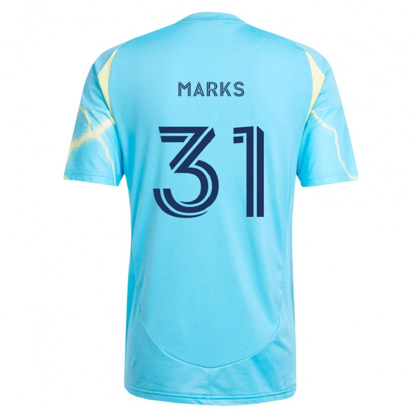 Danxen Niño Camiseta George Marks #31 Azul Claro Negro Amarillo Claro 2ª Equipación 2026/27 La Camisa México