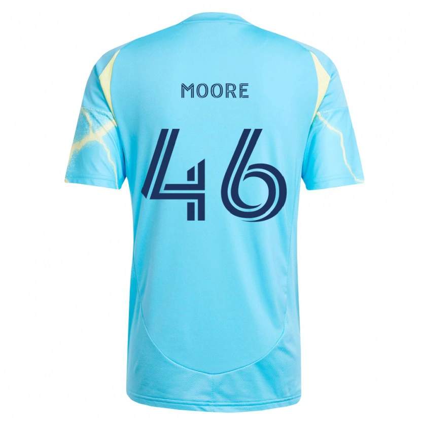 Danxen Niño Camiseta Kaiden Moore #46 Azul Claro Negro Amarillo Claro 2ª Equipación 2026/27 La Camisa México
