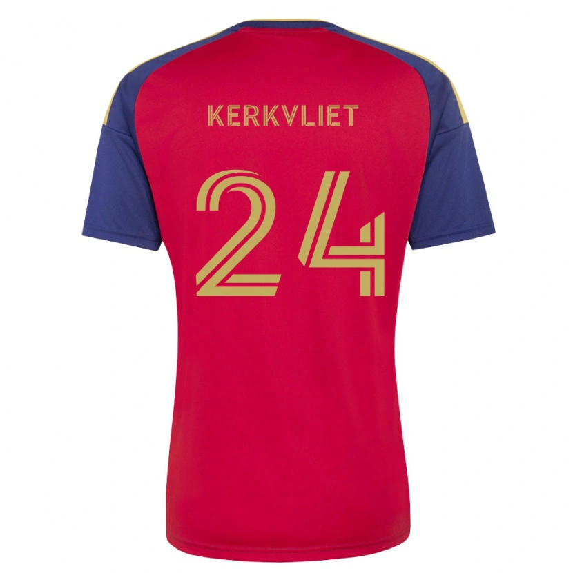 Danxen Hombre Camiseta Max Kerkvliet #24 Azul Real Marrón Rojo 1ª Equipación 2026/27 La Camisa México