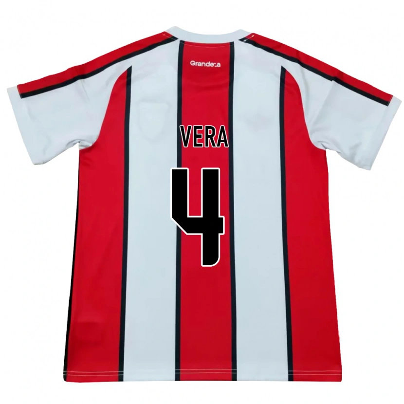 Danxen Hombre Camiseta Lautaro Vera #4 Blanco Rojo Negro 2ª Equipación 2026/27 La Camisa México