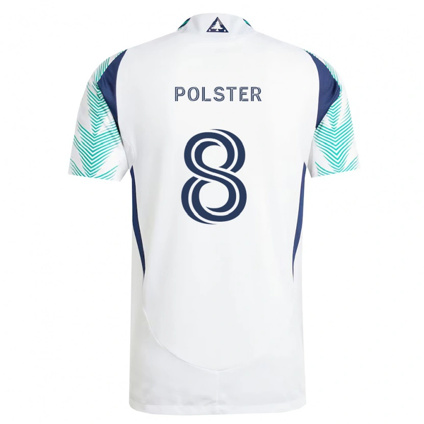 Danxen Hombre Camiseta Matt Polster #8 Blanco Azul Marino Verde Claro 2ª Equipación 2026/27 La Camisa México
