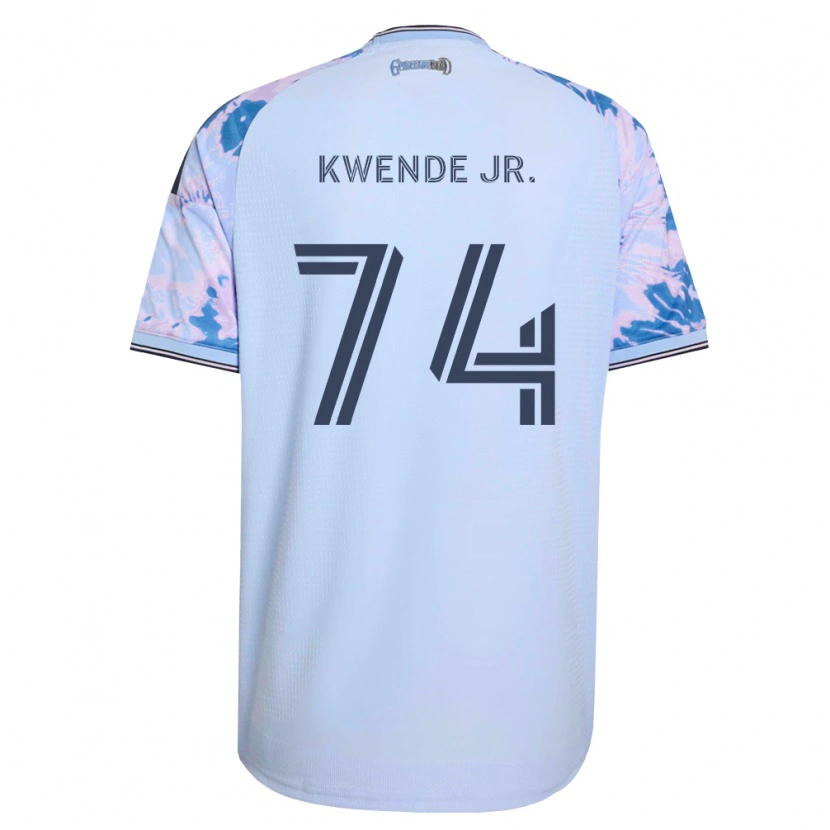 Danxen Hombre Camiseta Martin Kwende Jr. #74 Azul Real Blanco Negro 2ª Equipación 2026/27 La Camisa México