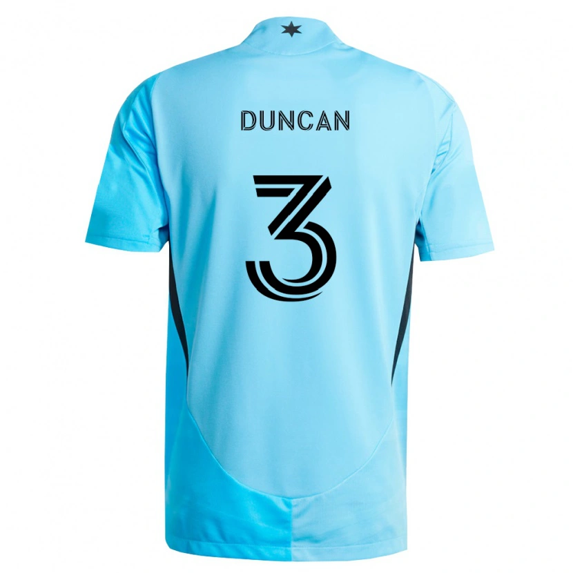 Danxen Hombre Camiseta Kyle Duncan #3 Azul Claro Negro 2ª Equipación 2026/27 La Camisa México