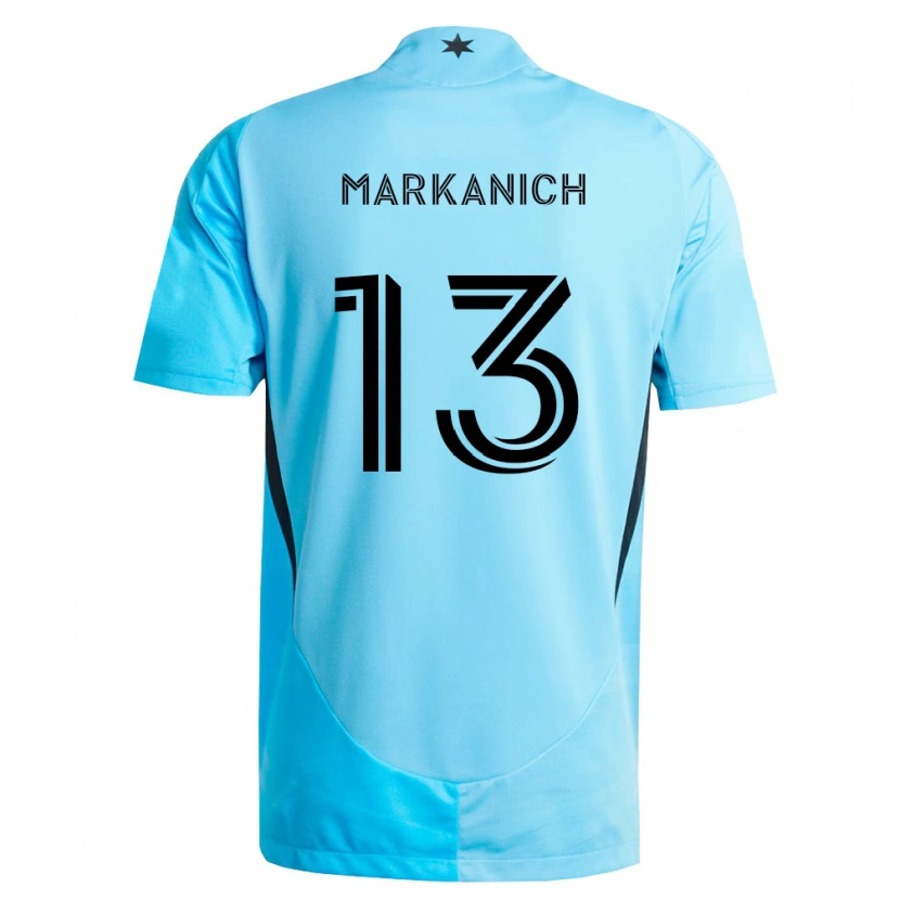 Danxen Hombre Camiseta Anthony Markanich Jr. #13 Azul Claro Negro 2ª Equipación 2026/27 La Camisa México