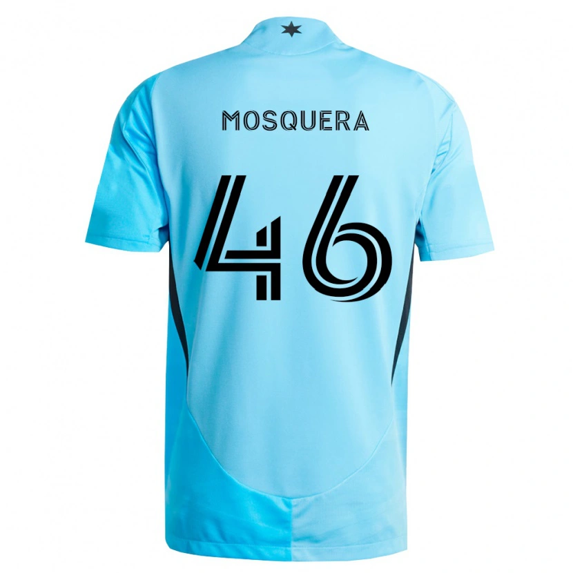 Danxen Hombre Camiseta Juan Camilo Mosquera #46 Azul Claro Negro 2ª Equipación 2026/27 La Camisa México