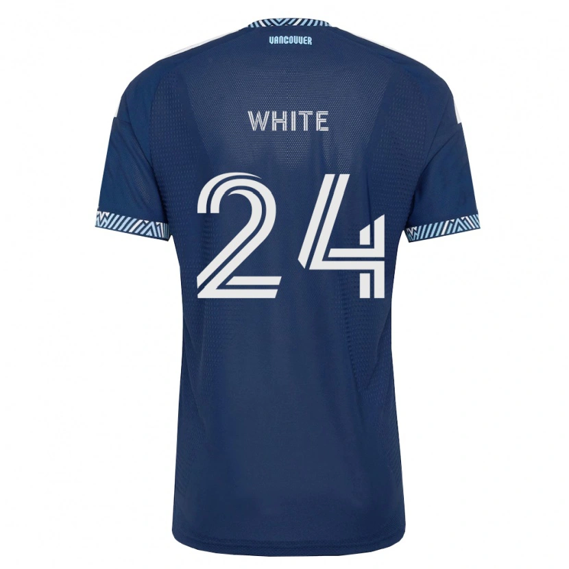 Danxen Hombre Camiseta Brian White #24 Azul Profundo Blanco 2ª Equipación 2026/27 La Camisa México