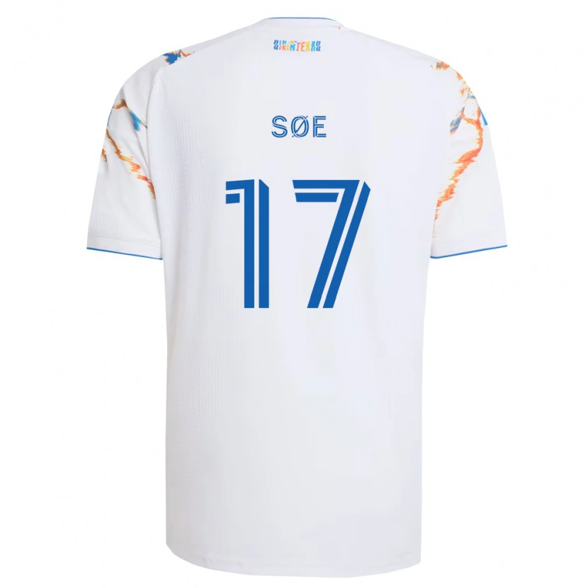 Danxen Hombre Camiseta Osvald Søe #17 Blanco Naranja Azul 2ª Equipación 2026/27 La Camisa México