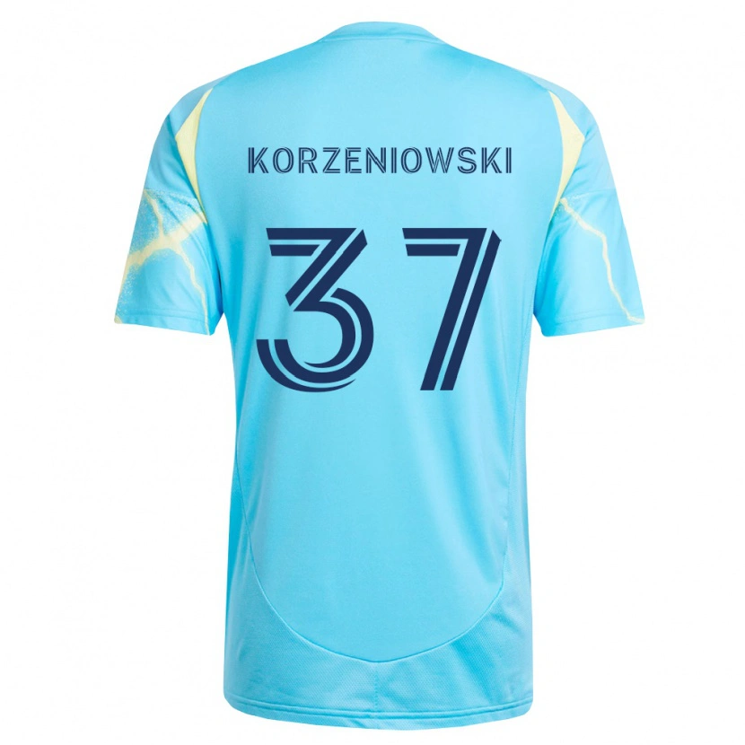 Danxen Hombre Camiseta Stas Korzeniowski #37 Azul Claro Negro Amarillo Claro 2ª Equipación 2026/27 La Camisa México