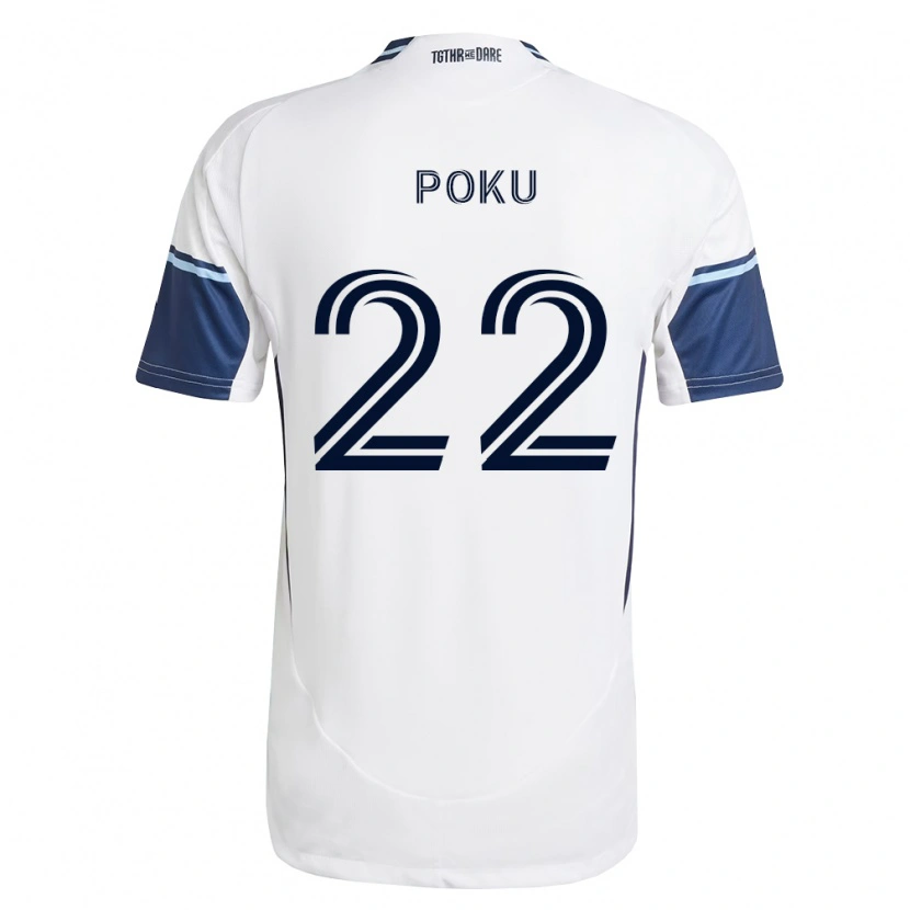 Danxen Mujer Camiseta Kwasi Poku #22 Blanco Azul Real 1ª Equipación 2026/27 La Camisa México