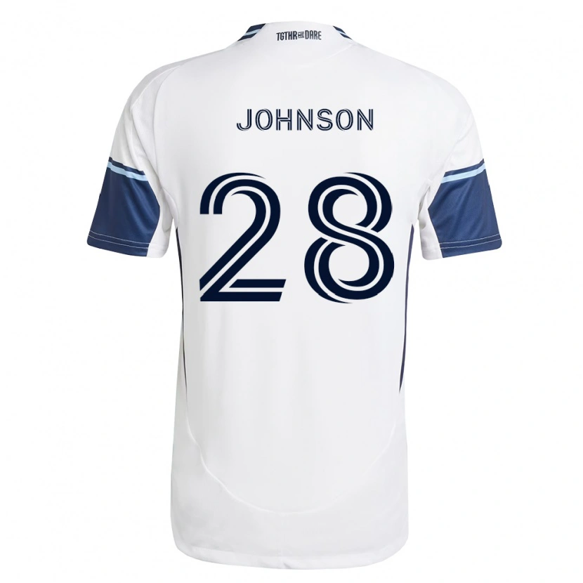 Danxen Mujer Camiseta Tate Johnson #28 Blanco Azul Real 1ª Equipación 2026/27 La Camisa México