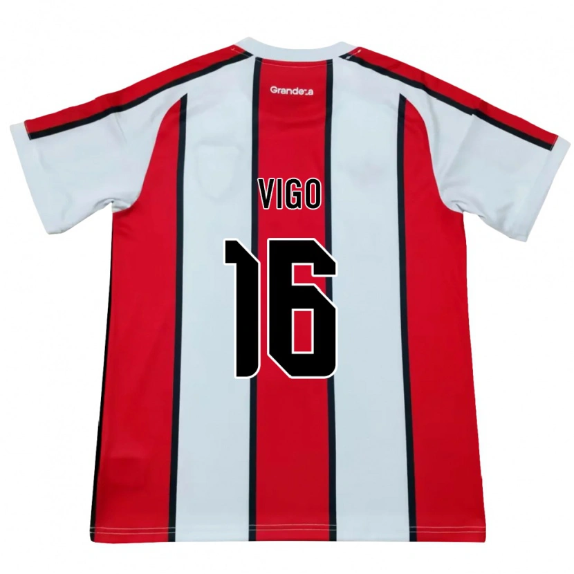 Danxen Mujer Camiseta Alex Vigo #16 Blanco Rojo Negro 2ª Equipación 2026/27 La Camisa México