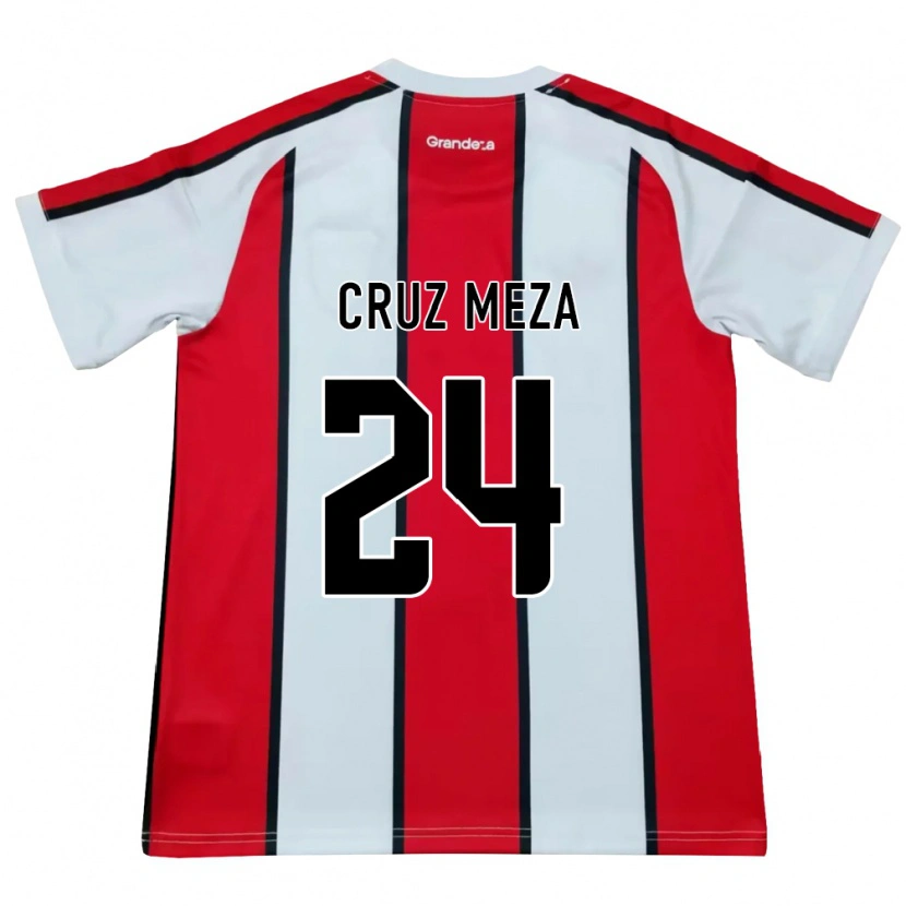Danxen Mujer Camiseta Juan Cruz Meza #24 Blanco Rojo Negro 2ª Equipación 2026/27 La Camisa México