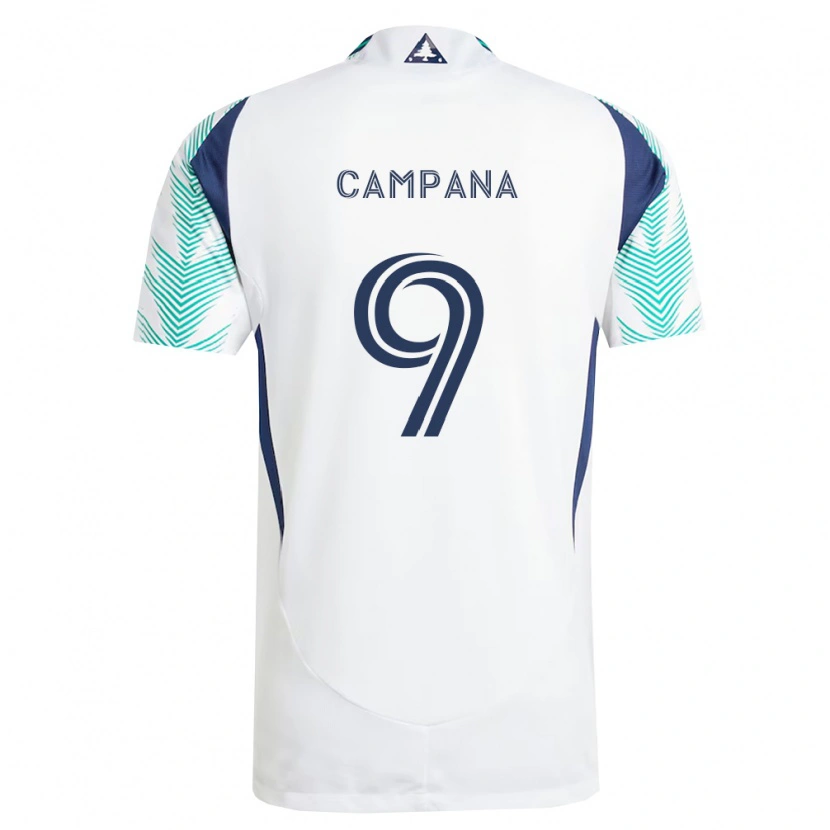 Danxen Mujer Camiseta Leonardo Campana #9 Blanco Azul Marino Verde Claro 2ª Equipación 2026/27 La Camisa México