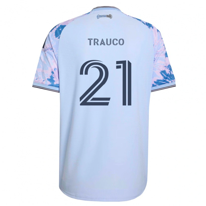 Danxen Mujer Camiseta Miguel Trauco #21 Azul Real Blanco Negro 2ª Equipación 2026/27 La Camisa México