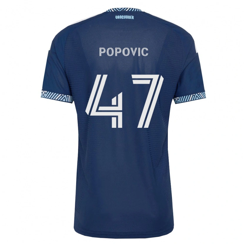 Danxen Mujer Camiseta Marko Popović #47 Azul Profundo Blanco 2ª Equipación 2026/27 La Camisa México