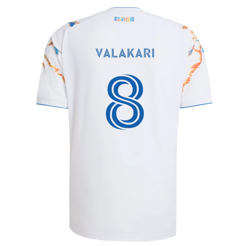 Danxen Mujer Camiseta Onni Valakari #8 Blanco Naranja Azul 2ª Equipación 2026/27 La Camisa México