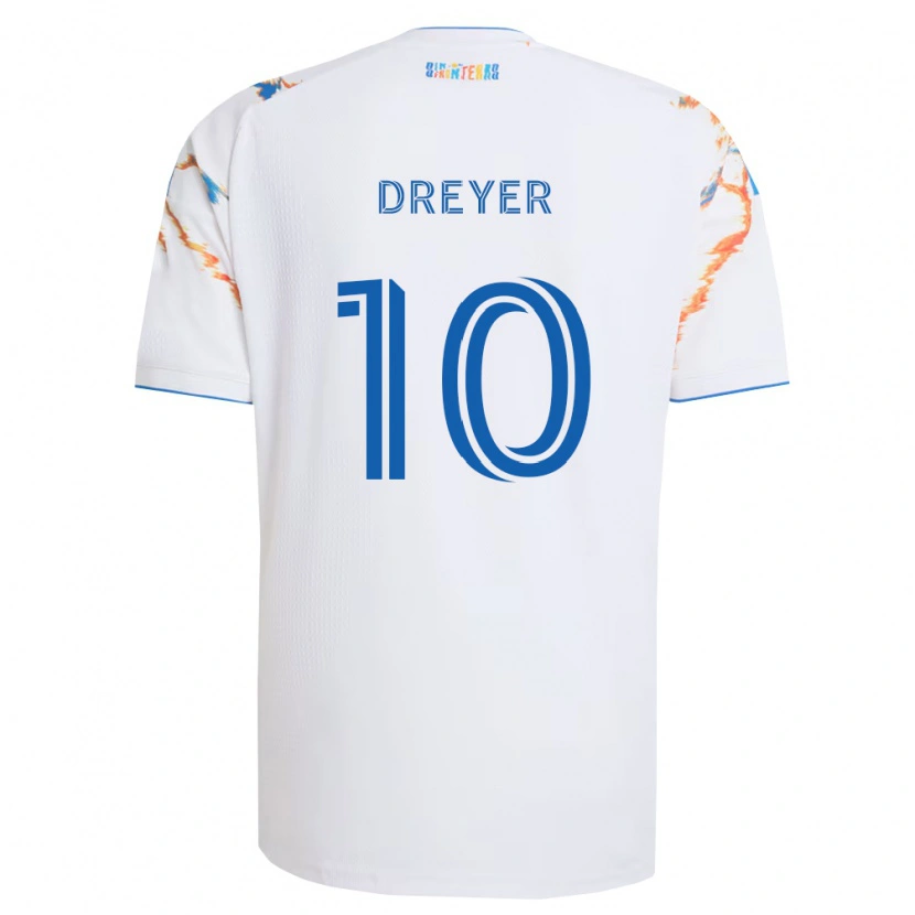 Danxen Mujer Camiseta Anders Dreyer #10 Blanco Naranja Azul 2ª Equipación 2026/27 La Camisa México