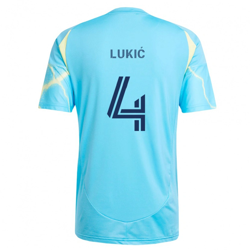 Danxen Mujer Camiseta Jovan Lukić #4 Azul Claro Negro Amarillo Claro 2ª Equipación 2026/27 La Camisa México