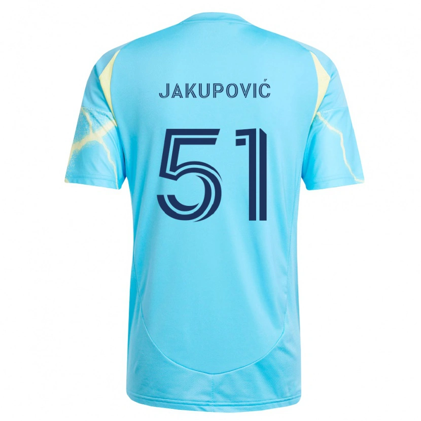 Danxen Mujer Camiseta Malik Jakupović #51 Azul Claro Negro Amarillo Claro 2ª Equipación 2026/27 La Camisa México