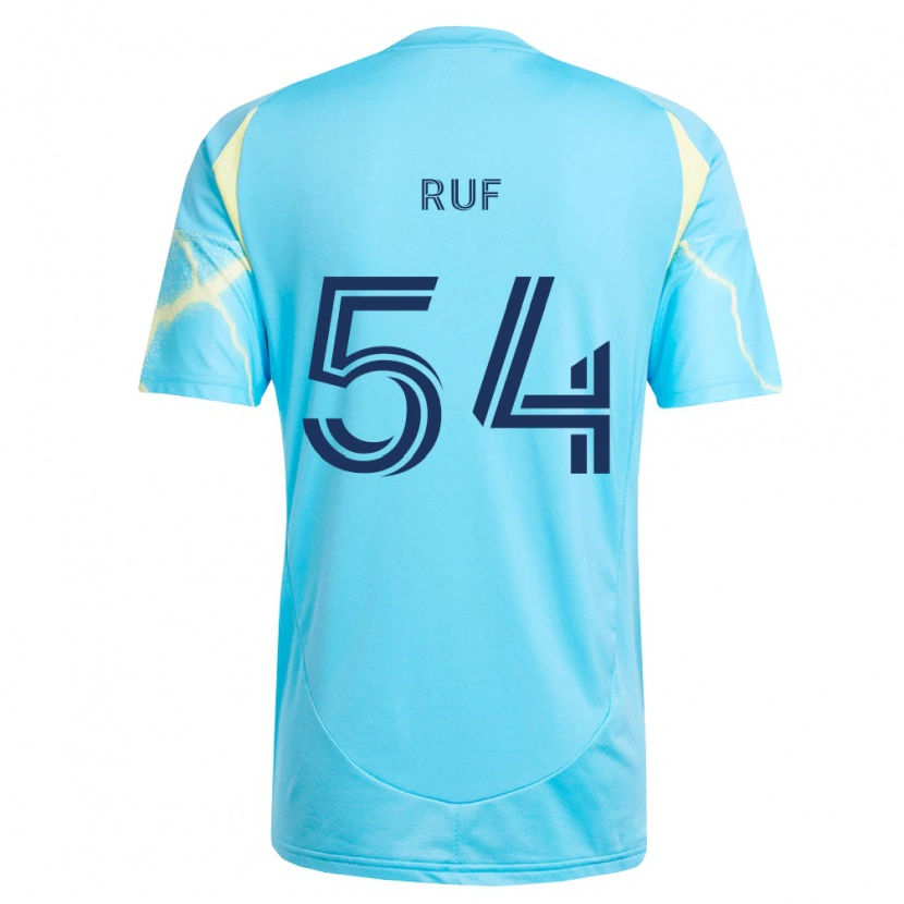 Danxen Mujer Camiseta John Ruf #54 Azul Claro Negro Amarillo Claro 2ª Equipación 2026/27 La Camisa México