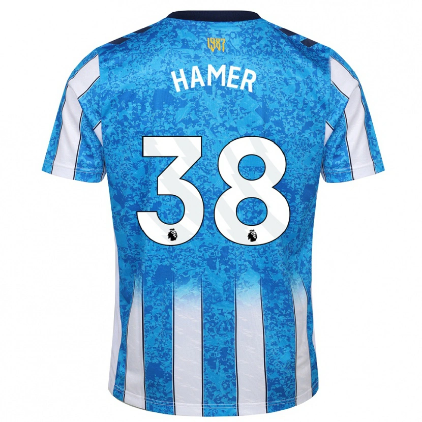 Danxen Niño Camiseta Gustavo Hamer #38 Blanco Azul Naranja 1ª Equipación 2026/27 La Camisa México