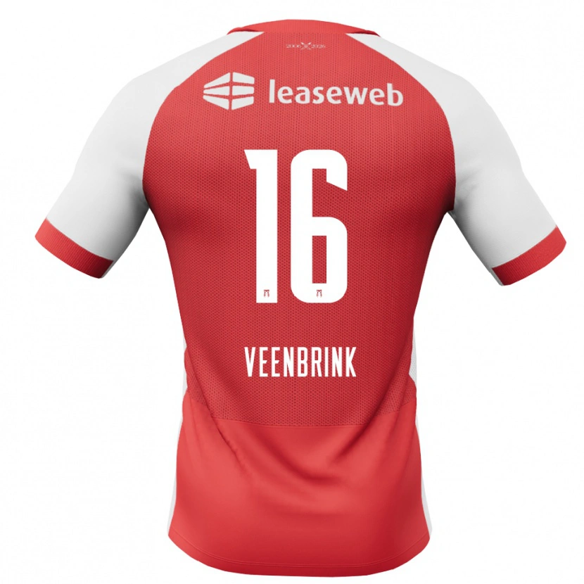 Danxen Niño Camiseta Jayden Veenbrink #16 Rojo Blanco Negro 1ª Equipación 2026/27 La Camisa México