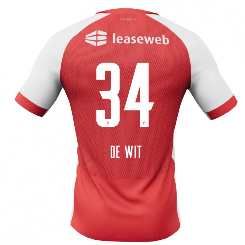 Danxen Niño Camiseta Mees De Wit #34 Rojo Blanco Negro 1ª Equipación 2026/27 La Camisa México
