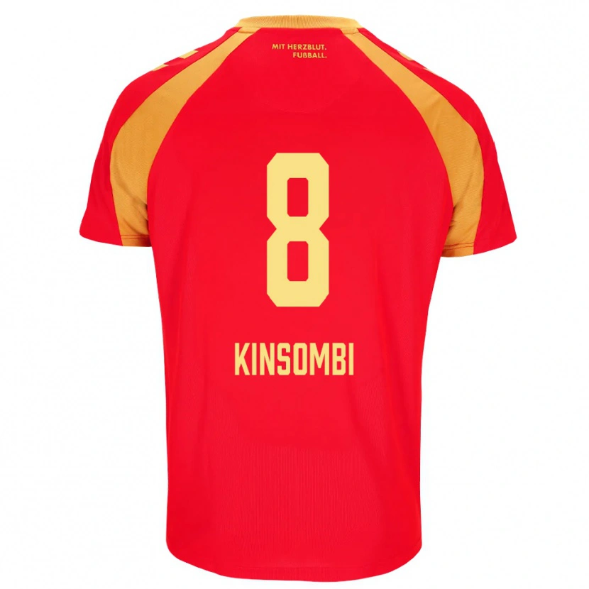 Danxen Niño Camiseta David Kinsombi #8 Rojo Naranja Negro 2ª Equipación 2026/27 La Camisa México