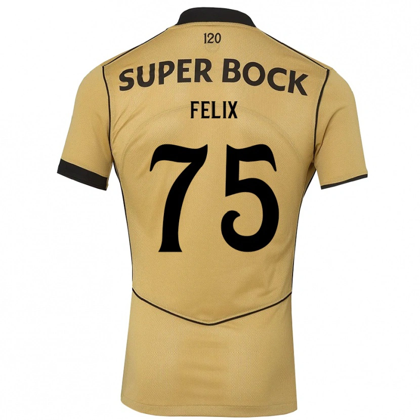 Danxen Niño Camiseta Vando Félix #75 Goldenrod Negro 2ª Equipación 2026/27 La Camisa México