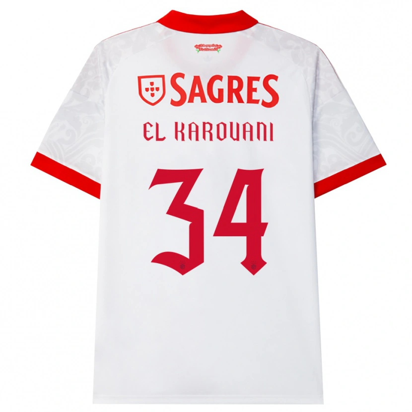 Danxen Niño Camiseta Souffian El Karouani #34 Blanco Rojo Amarillo 2ª Equipación 2026/27 La Camisa México